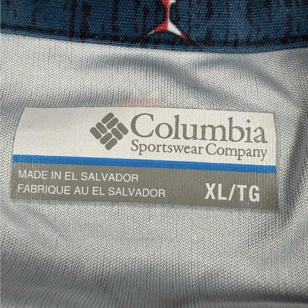 Columbia PFG Terminal Tackle Shirt Mens XL Blue American Flag Fish Long Sleeve - Picture 2 of 8